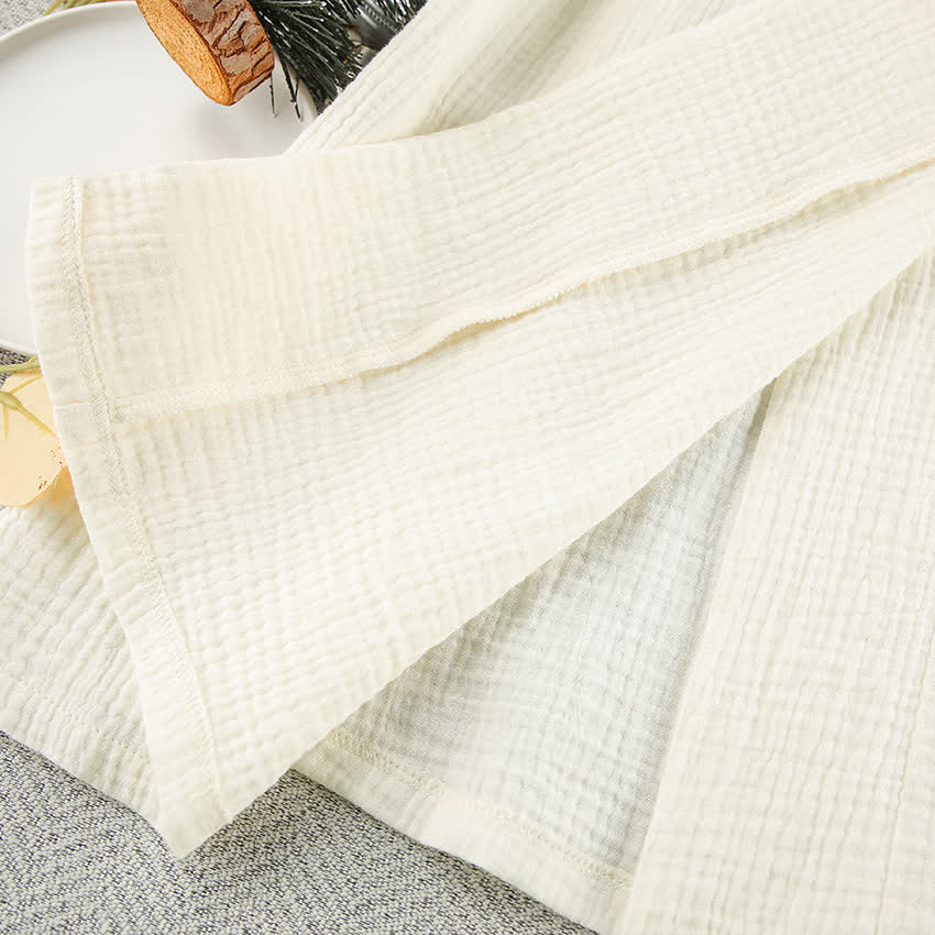 Beige Pure Cotton Kimono Robe - image 12