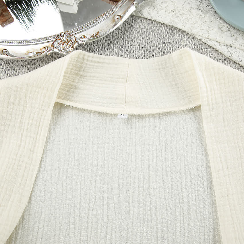 Beige Pure Cotton Kimono Robe - image 9