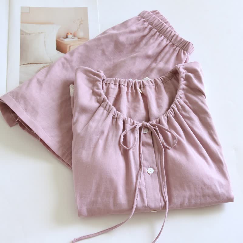 Solid Cotton Lace Trim Tank Pajamas - image 3