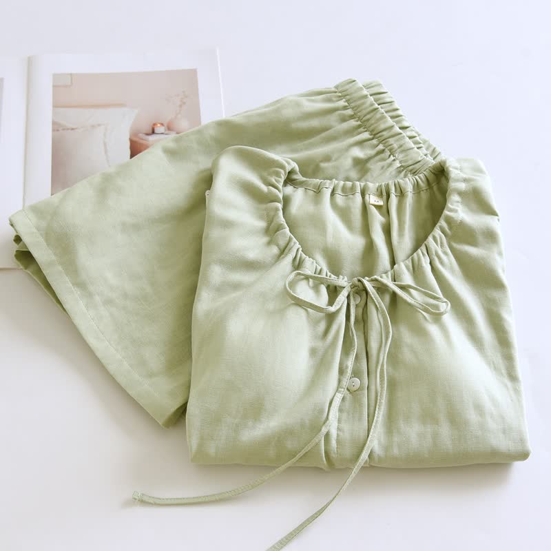 Solid Cotton Lace Trim Tank Pajamas - image 5