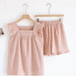 Cotton Gauze Plaid Flutter Sleeve Tank Pajamas - Pink - XL - image 9