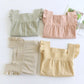 Cotton Gauze Plaid Flutter Sleeve Tank Pajamas - image 2