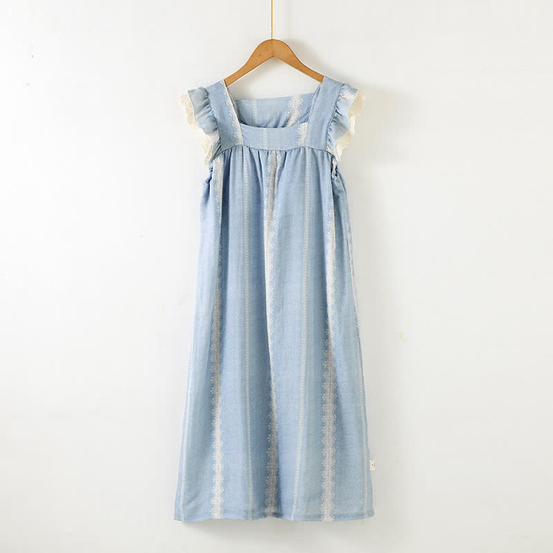 Bamboo Fiber Blue Vertical Pattern Loungewear - Blue - Nightdress - XL - image 4