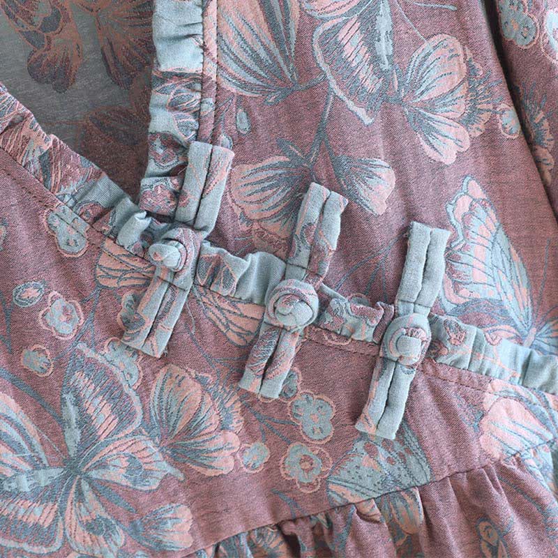 Oriental-Inspired Butterfly Cotton Nightgown - image 2