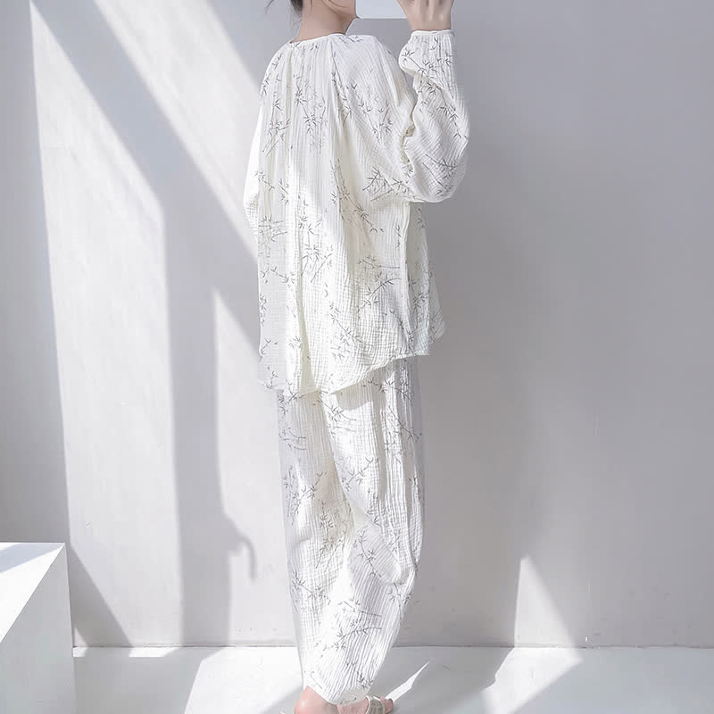 Bamboo Print Double Gauze Cotton Loungewear Set - image 4