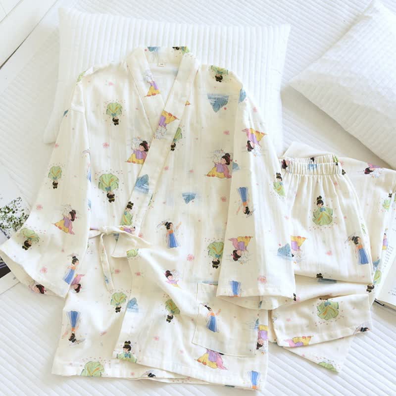 Oriental Cartoon Princess Cotton Kimono Pajamas - image 2