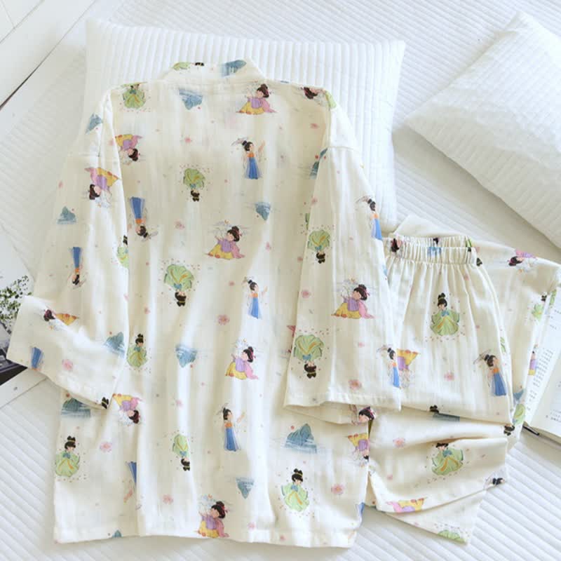 Oriental Cartoon Princess Cotton Kimono Pajamas - image 3