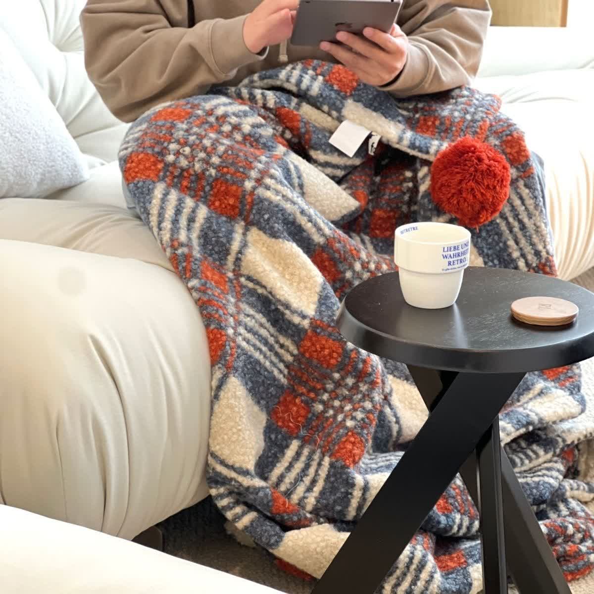 Blue and Red Plaid Throw Blanket - image 2
