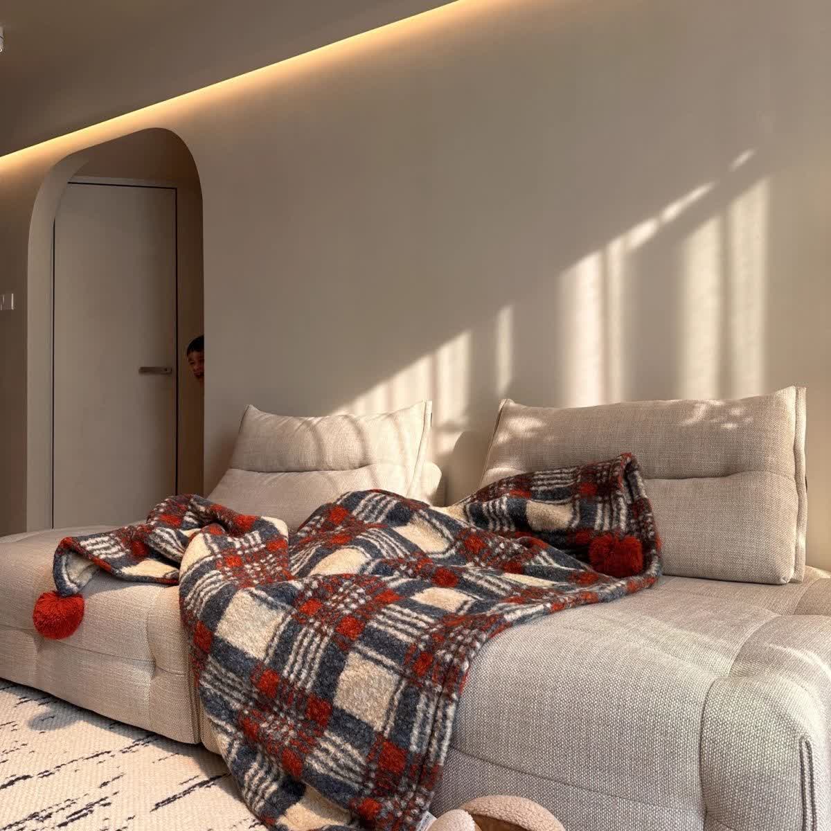 Blue and Red Plaid Throw Blanket - Blue - 59"W x 70"L - image 0