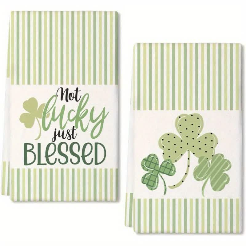 St. Patrick's Day Shamrock Stripe Kitchen Towel(2PCS) - image 1