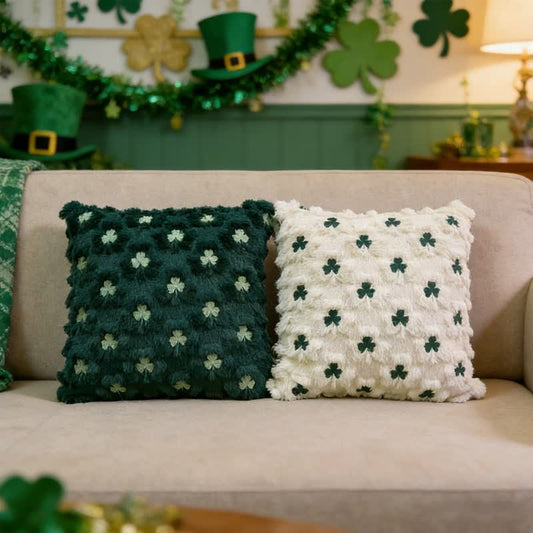 Shamrock Embroidered Throw Pillow Cover - image 1