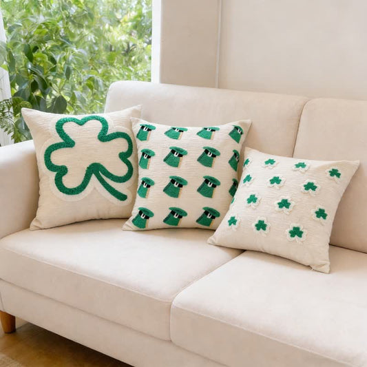 Festive Irish Shamrock Throw Pillow Cover - Set (3 Patterns) - 3PCS - 18" x 18" - image 0