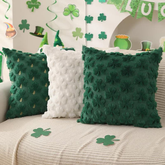 Solid Shamrock Jacquard Throw Pillow Cover(2PCS) - Set (Green & White) - 18" x 18" - image 0