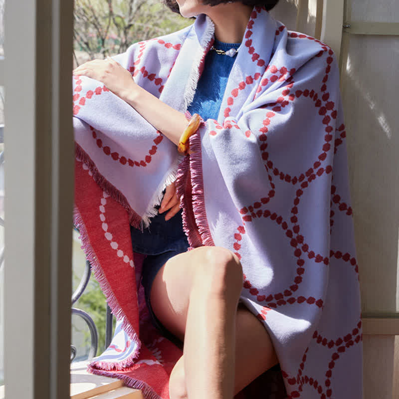 Reversible Circle Pattern Tassel Throw Blanket - image 8