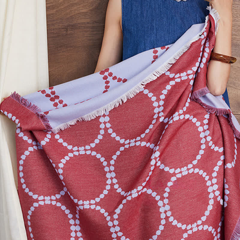 Reversible Circle Pattern Tassel Throw Blanket - image 5