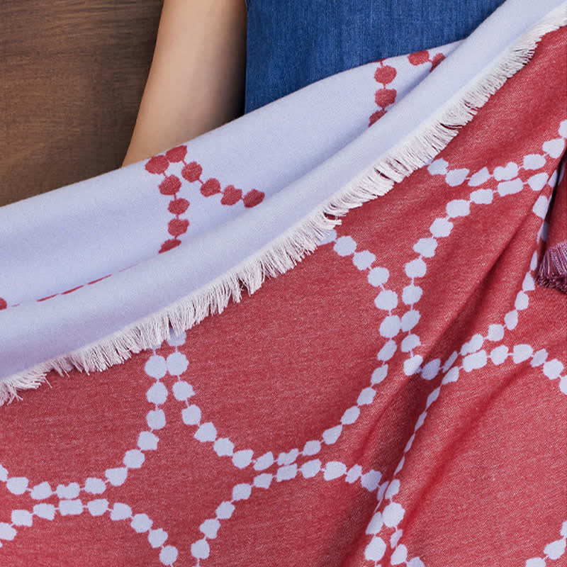 Reversible Circle Pattern Tassel Throw Blanket - image 14