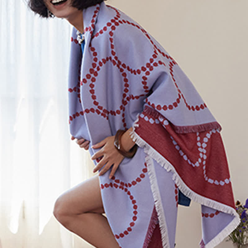 Reversible Circle Pattern Tassel Throw Blanket - image 12