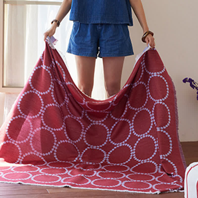 Reversible Circle Pattern Tassel Throw Blanket - image 4