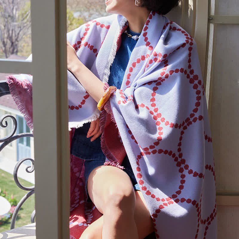 Reversible Circle Pattern Tassel Throw Blanket - image 11