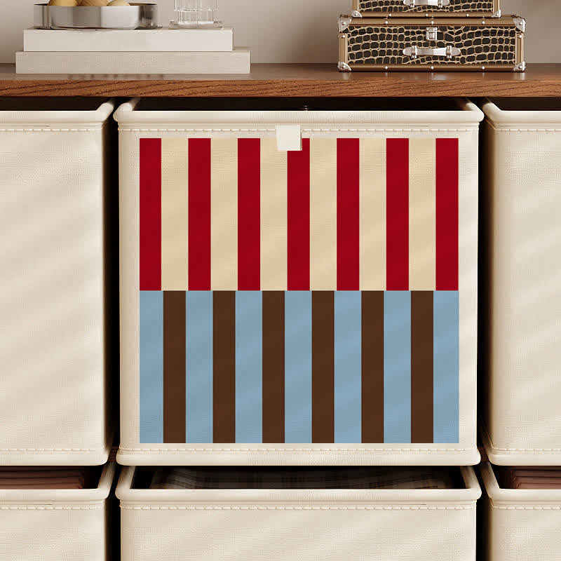 Red & Blue Striped Fabric Storage Basket - Red - 13'' W X 13'' L X 13'' H - image 0