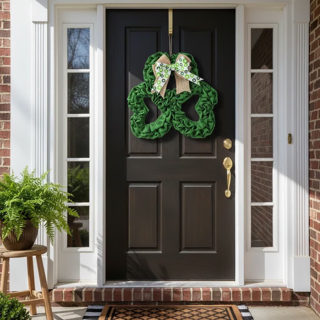 St. Patrick's Day Shamrock Burlap Wreath - image 1
