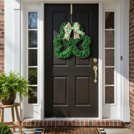 St. Patrick's Day Shamrock Burlap Wreath - image 1