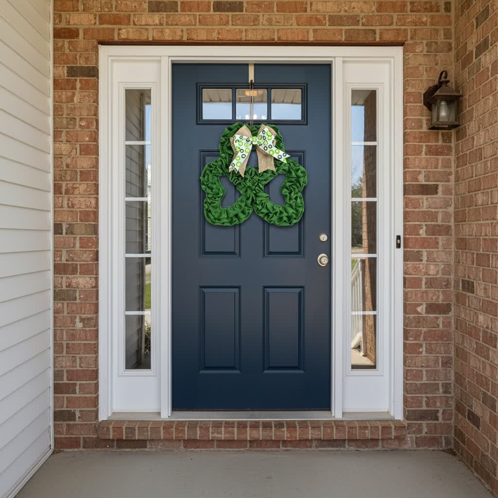 St. Patrick's Day Shamrock Burlap Wreath - image 0