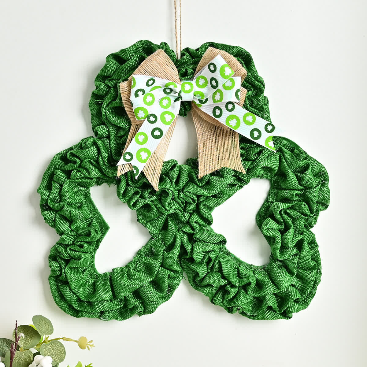St. Patrick's Day Shamrock Burlap Wreath - image 4