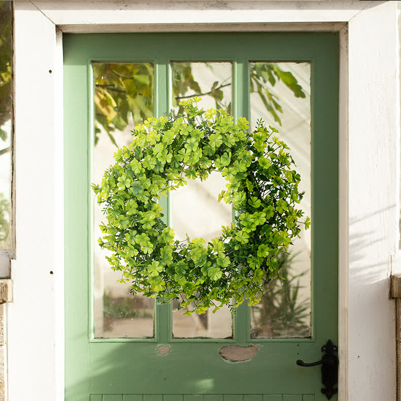 St. Patrick's Day Artificial Four-Leaf Clover Wreath - image 4