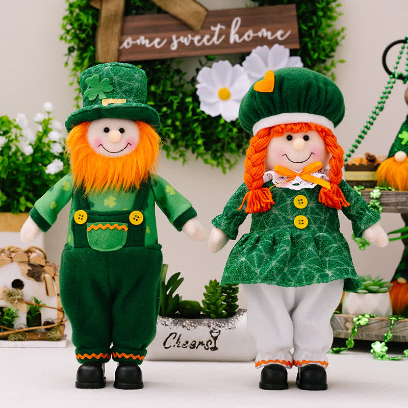 St. Patrick's Day Leprechaun Couple Dolls - Set (2 Boys & 2 Girls) - 4PCS - 3"W x 3"L x 14"H - image 0