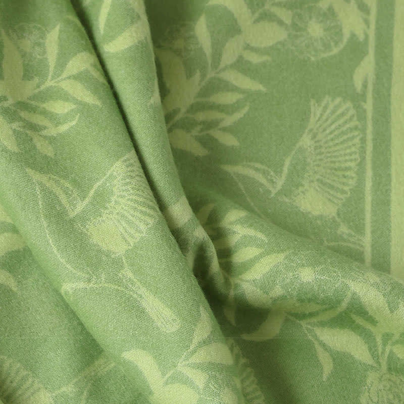 Green Artistic Botanical Tassel Throw Blanket - image 12