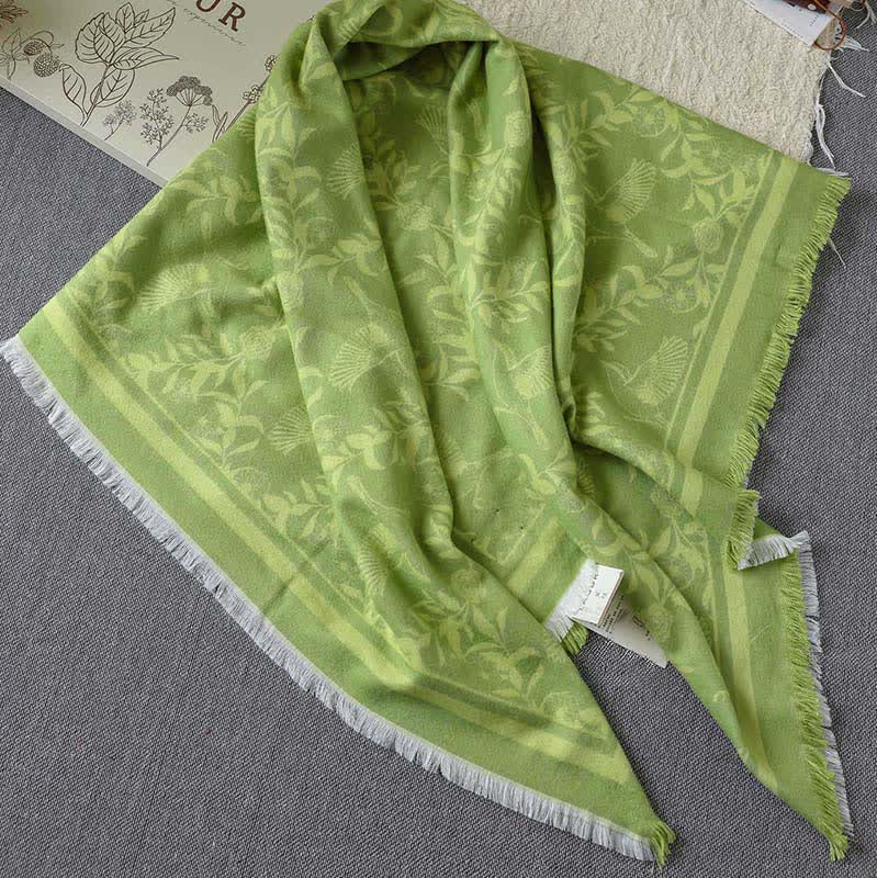 Green Artistic Botanical Tassel Throw Blanket - image 3