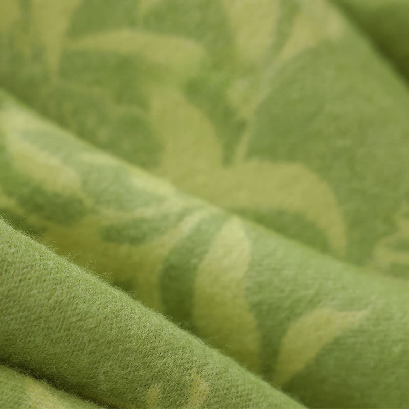 Green Artistic Botanical Tassel Throw Blanket - image 13