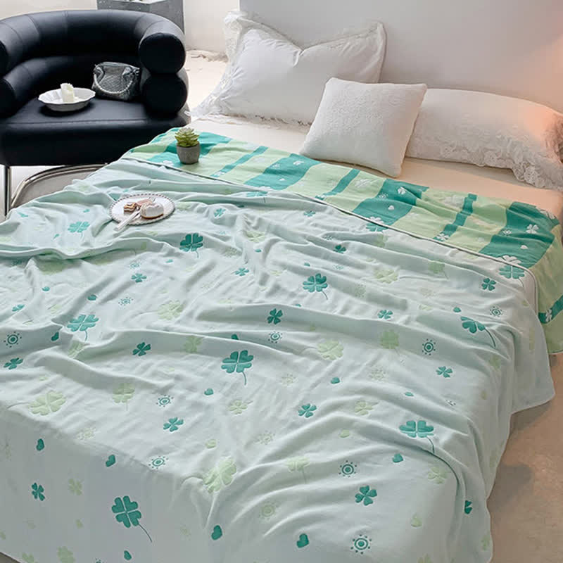 Four-Leaf Clover Cotton Gauze Blanket - image 1