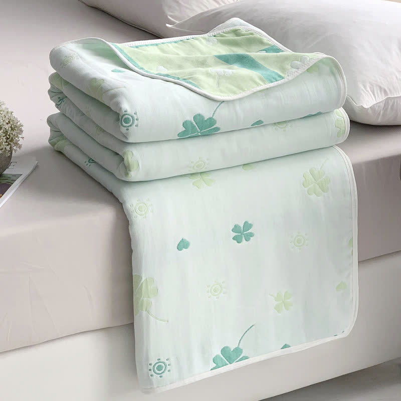 Four-Leaf Clover Cotton Gauze Blanket - 79"W x 94"L - image 0