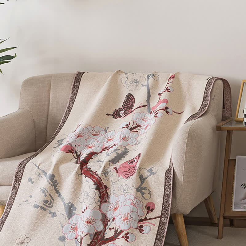 Plum Blossom & Butterfly Cotton Bath Towel - image 1