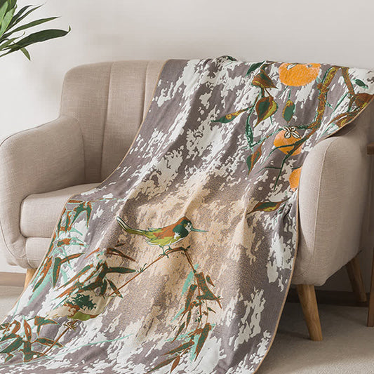 Bamboo Leaf & Bird Cotton Gauze Bath Towel - image 1