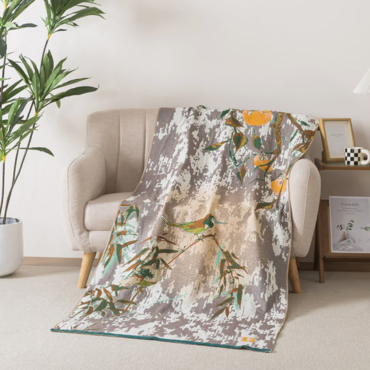 Bamboo Leaf & Bird Cotton Gauze Bath Towel - 35"W x 71"L - image 0