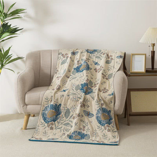 Floral & Butterfly Pure Cotton Gauze Bath Towel - 35"W x 71"L - image 0