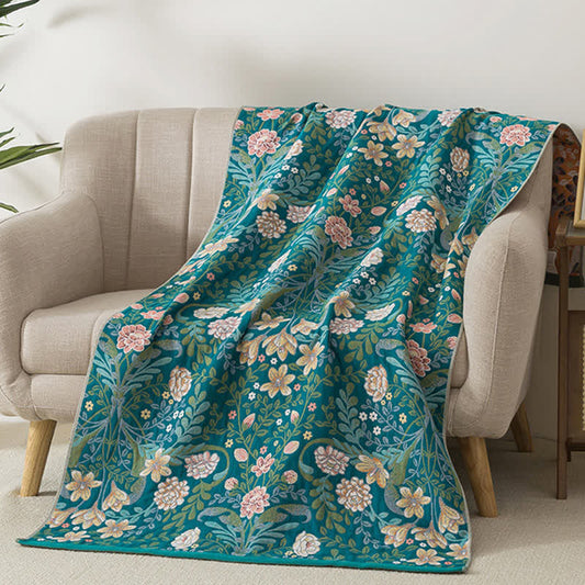 Botanical Floral & Leaf Cotton Gauze Bath Towel - image 1