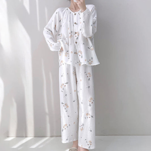 Rustic Floral Double Gauze Cotton Pajamas - image 1