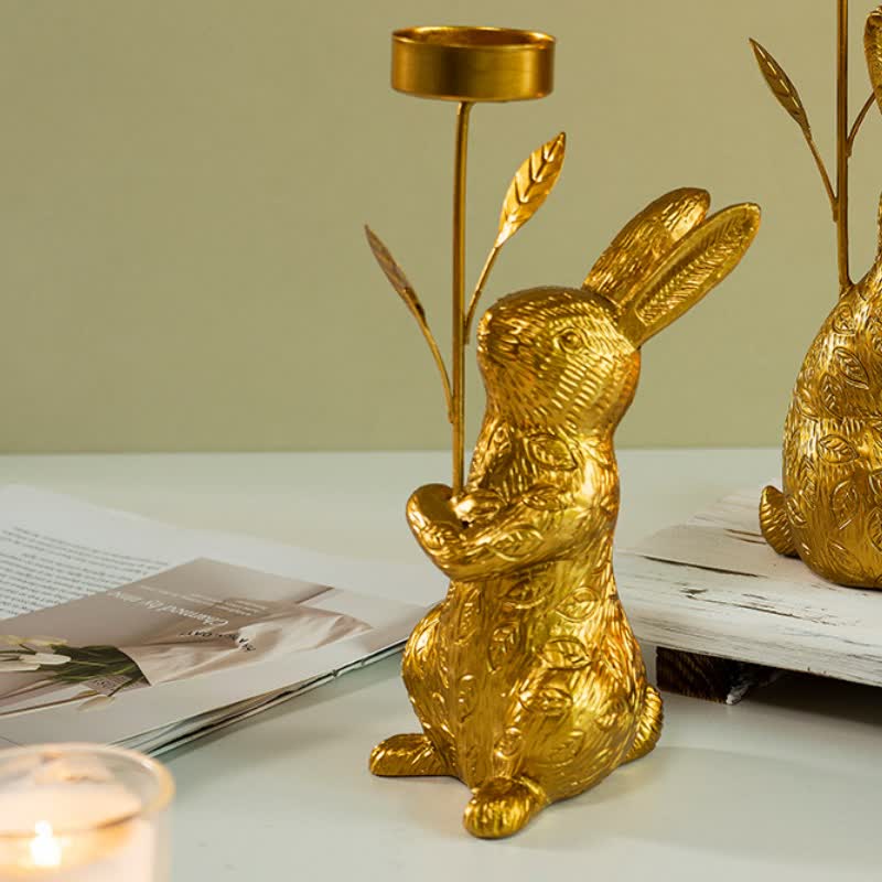 Easter Golden Bunny Candle Holder Decor - image 0