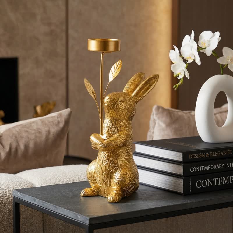 Easter Golden Bunny Candle Holder Decor - image 2