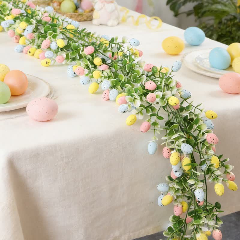 Artificial Easter Egg Eucalyptus Greenery Garland(2PCS) - Blue&Pink&Yellow - 82" - image 1