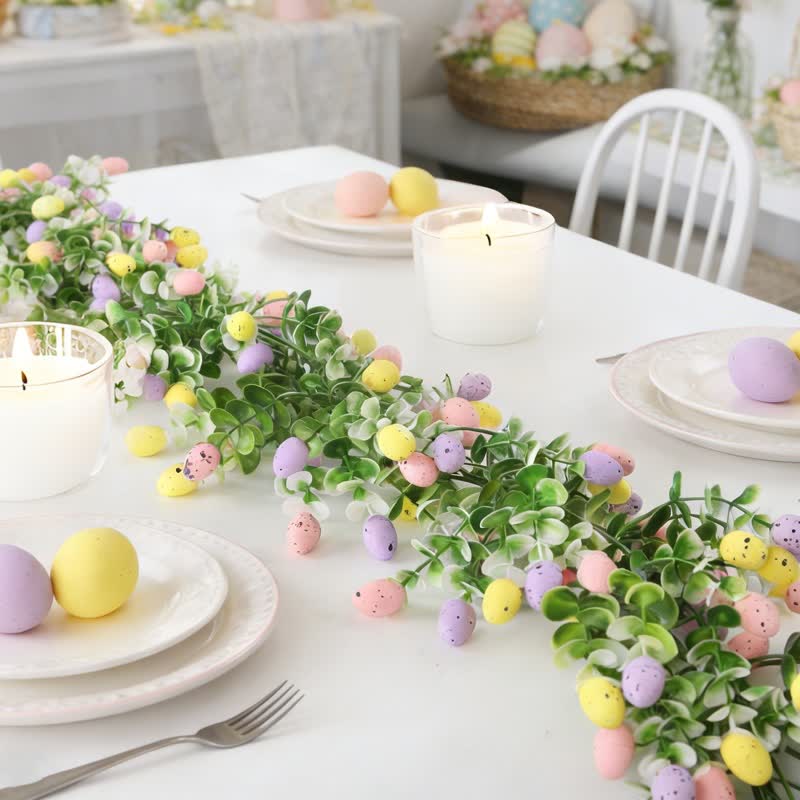 Artificial Easter Egg Eucalyptus Greenery Garland(2PCS) - Pink&Yellow&Purple - 82" - image 8