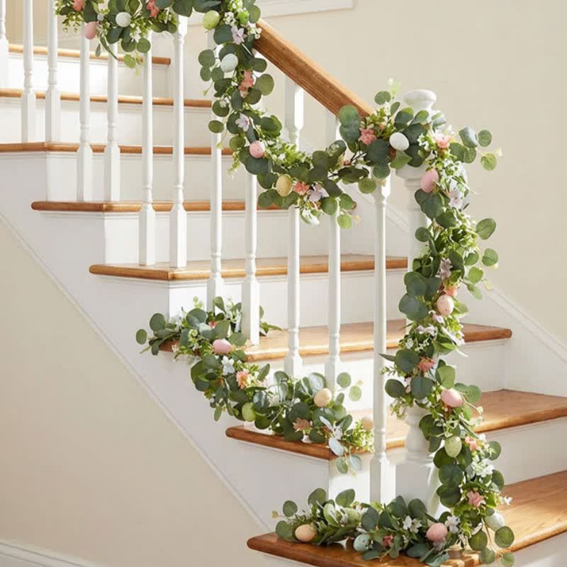 Easter Egg Pink Flower Eucalyptus Garland - image 1