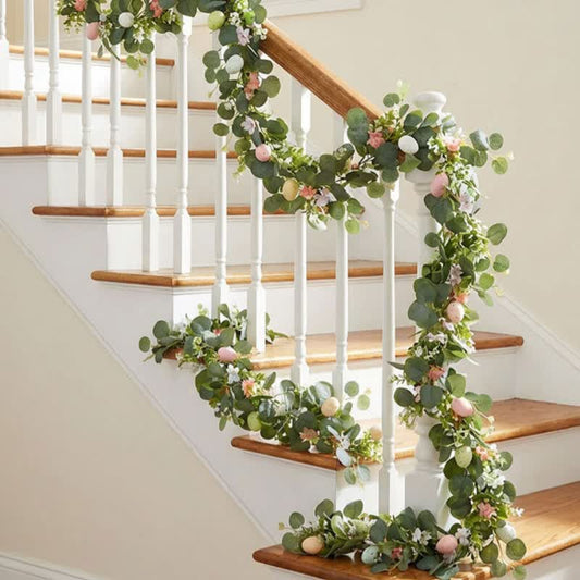Easter Egg Pink Flower Eucalyptus Garland - image 1