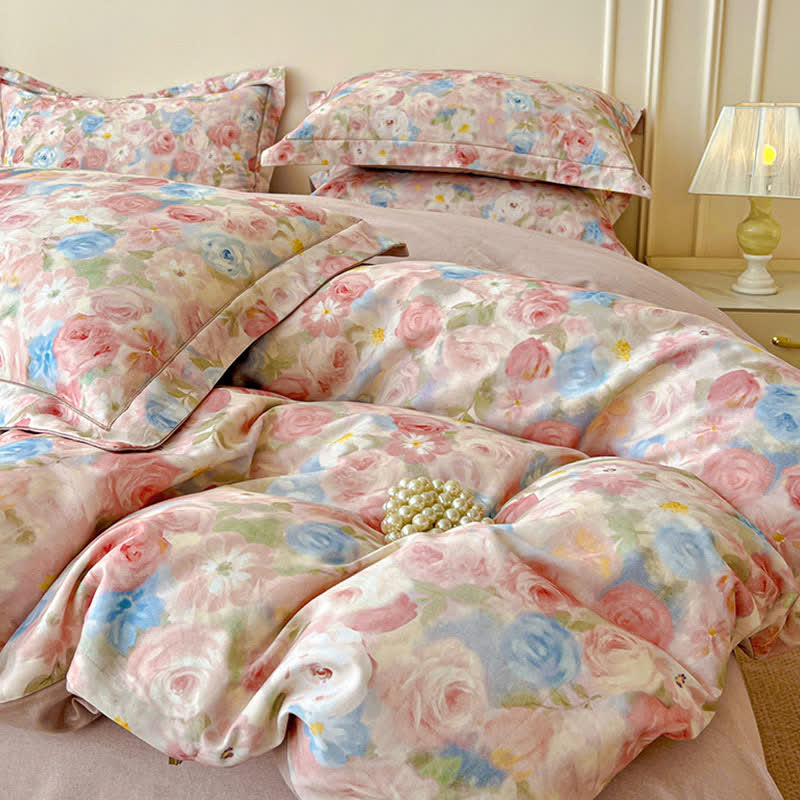Dreamy Pink Rose Cotton Brushed Bedding Set(4PCS) - image 5
