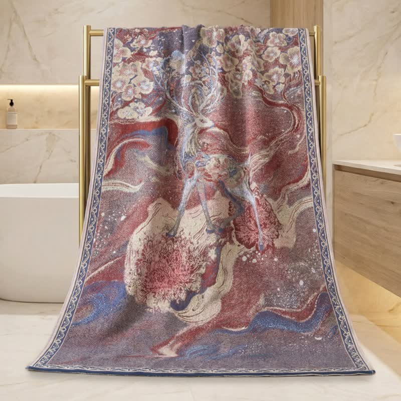 Dreamy Deer & Floral Cotton Gauze Bath Towel - image 3