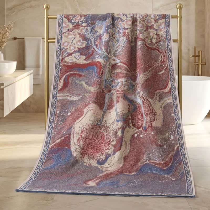 Dreamy Deer & Floral Cotton Gauze Bath Towel - image 2